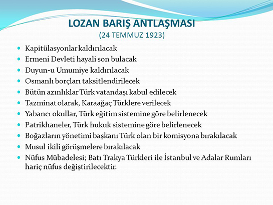 Lozan Antlaşması Şartları Nelerdir?